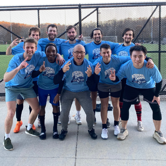 Men's soccer team posing