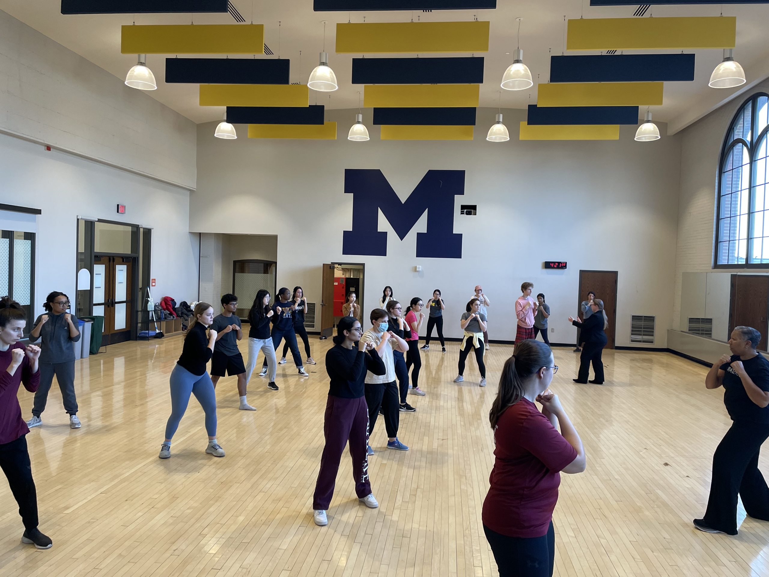 Participants practicing Self-Defense during a course taught in the Intramural Sports Building